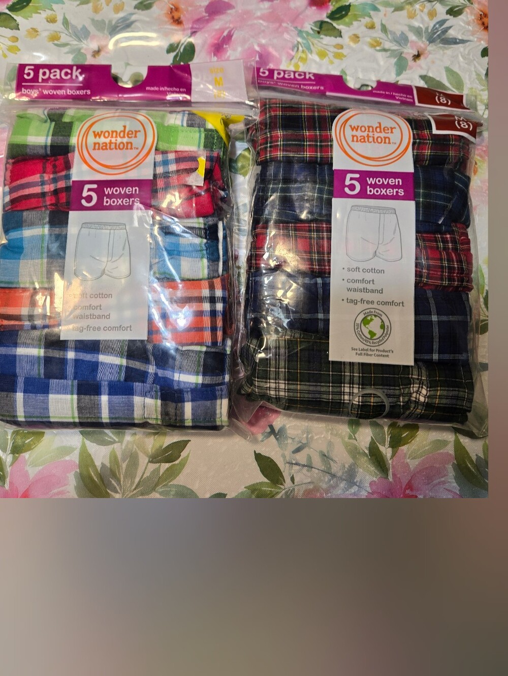 Packs of woven boxers Sz 8